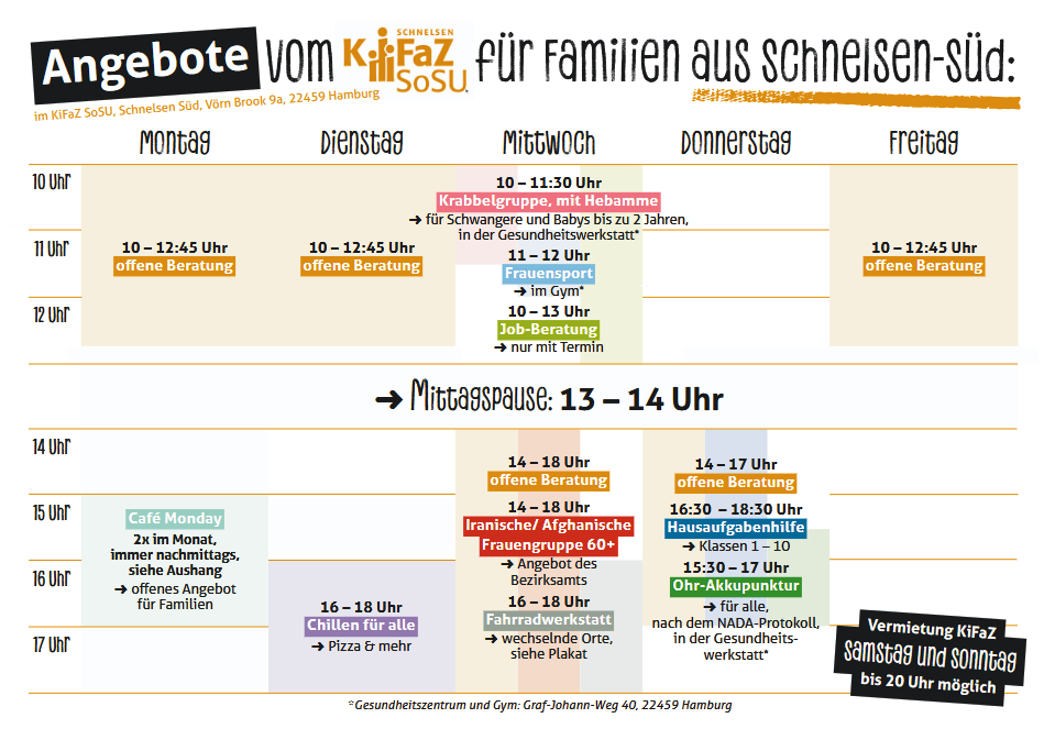Wochenplan Schnelsen Süd